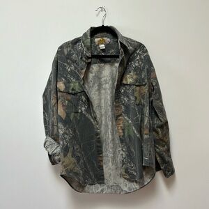 camo oversized button down